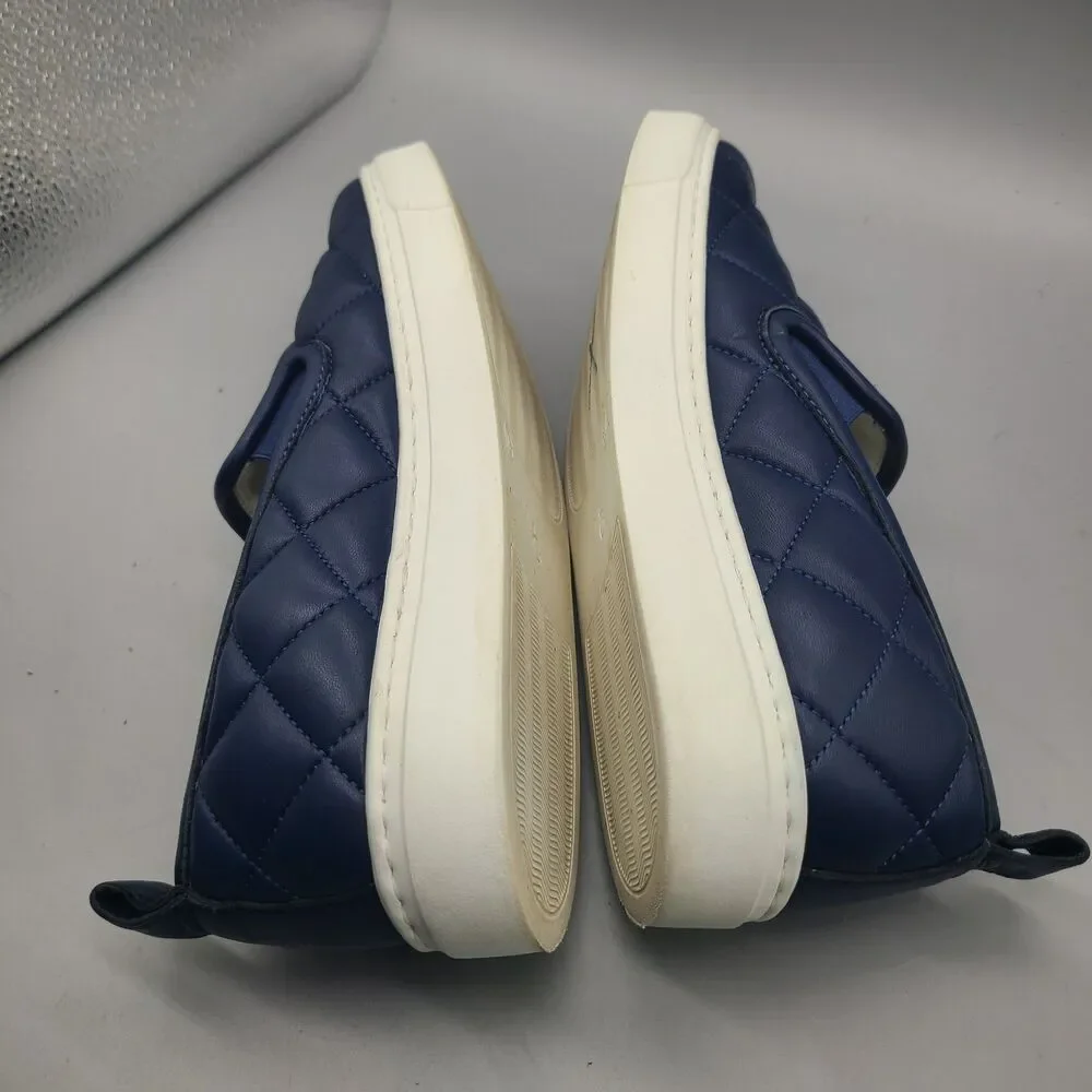 M. Gemi Slip On Sneakers navy blue leather quilted  comfort US 7/ EUR 38 Italy